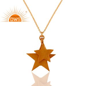 Collier en argent sterling 18k plaqué or avec pendentif en forme d'étoile, fabricant de bijoux demi-fins, dernière conception - Product Image 1