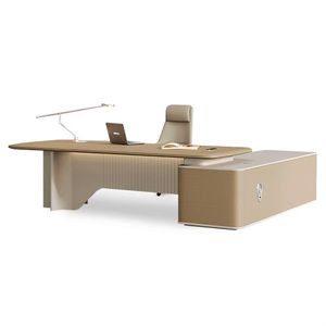 Modern Executive L Shaped Office <b>Desk</b> Luxury CEO Workspace Table Modular Wooden Manager <b>Desk</b> Panel Computer Furniture <b>Large</b> Work - Product Image 1