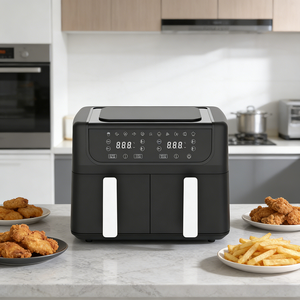 Freidora de Aire Digital Clásica de 9L con Doble Cesta, Sin Aceite, de Acero Inoxidable, Diseño Cuadrado Moderno, Eléctrica y Manual para el Hogar - Product Image 3