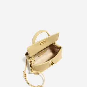Texture Soft Cowhide Women Bags Gold Button Handbag Town Store Style Mini Size New Fashion Shoulder Crossbody Bag