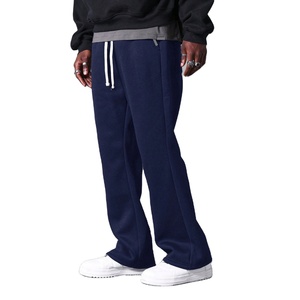 Pantalones de chándal ligeros transpirables ecológicos de pierna ancha informales para hombre personalizados de algodón de felpa francesa de doble cintura - Product Image 2