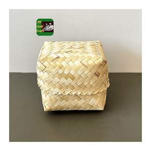 Boîte cadeau en bambou tissé naturel avec couvercle, conçue pour l'emballage de coffrets cadeaux, produits artisanaux, le stockage et la présentation décorative - Product Image 3