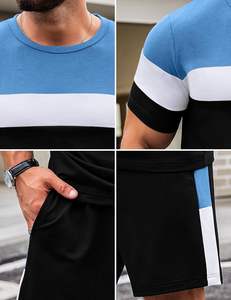 Conjunto de ropa deportiva de 2 piezas para hombre económico, venta al por mayor, camiseta y pantalones cortos de algodón transpirable estampados, atuendo rentable - Product Image 5