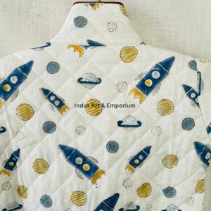 Chaqueta Acolchada de Algodón Vintage Hecha a Mano para Niños, Chaqueta Acolchada de Algodón Vintage Jaipuri de Manga Larga para Niños - Product Image 3