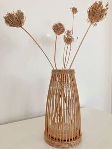 Jardinera redonda de hierro y caña para decoración de jardín y jardinera de mimbre y algas marinas de color natural - Product Image 5