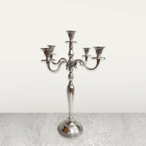 Candelabro de centro de mesa con acabado plateado de 5 brazos de alta calidad, candelabro de pilar de Metal de nuevo diseño, decoración del hogar - Product Image 2