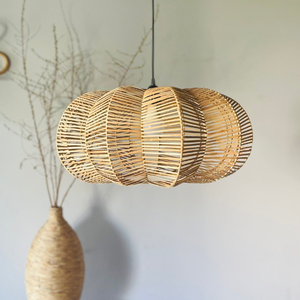 Vente en gros d'abat-jour moderne en rotin transparent vintage en osier de haute qualité fait à la main suspension en bois taille personnalisée - Product Image 1