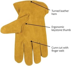 Gants de conducteur en cuir de vachette respirant pour la sécurité des mains-Manchette élastique-Ajustement confortable-Résistant à l'eau - Product Image 3