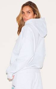 Sudadera con capucha bordada de longitud completa Premium Ash Grey Drop Shoulder para mujer Sudaderas con capucha antiarrugas y transpirables Sudadera con cremallera para mujer - Product Image 6