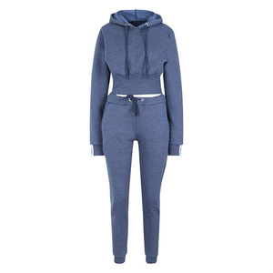 Qualité supérieure femmes deux pièces ensemble couleur unie à manches longues fermeture éclair col montant ensemble lâche sport survêtements décontractés - Product Image 4
