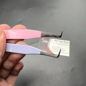 Extensión de pestañas de fibra profesional de alta calidad, pinzas rosas para bebés, 90 grados, acero inoxidable japonés puntiagudo - Product Image 4