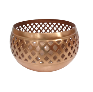 Soporte votivo redondo de hierro hecho a mano con nuevo diseño Chapado en cobre tarro de vela de la mejor calidad para decoración de mesa de Navidad - Product Image 1