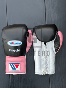 Ensemble de boxe bleu personnalisable de haute qualité en cuir de vache véritable avec fermeture à lacets, gants d'arts martiaux à doigts complets - Product Image 4