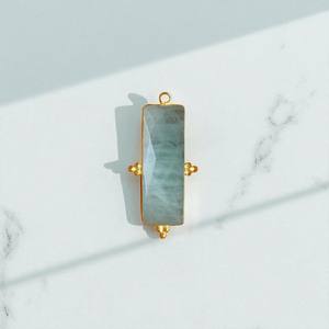 Colgante de plata sólida con forma de rectángulo, colgante de piedras preciosas aguamarina para hacer joyas DIY - Product Image 1