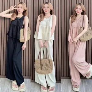 women's long set Factory Price Natural Odm Washable Customized Packaging Vietnam Manufacturer clothings for girl 2 piece Sort