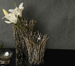 Jarrón de flores clásico, Juego de 2 para el hogar, sala de estar, hotel, restaurante, jarrones decorativos de Metal y vidrio, florero de mesa elegante - Product Image 6