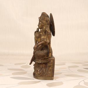 Sculpture en position assise de déesse Laxmi antique faite à la main Figurine en laiton indien Statue pour la décoration intérieure article cadeau SNI-193 - Product Image 3
