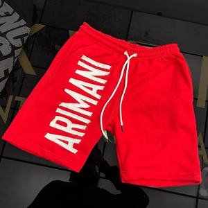 Pantalones Cortos de Malla de Algodón con Lavado Ácido para Hombre, Estilo Urbano Holgado con Bordado Vintage, Cintura Media, Más Vendidos - Product Image 1