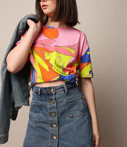 Nueva camiseta de mujer de manga corta con estampado de algodón puro con cuello redondo completo camiseta de gran tamaño - Product Image 3