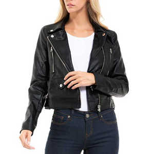 OEM personalizado chaquetas de las mujeres chaqueta de cuero elegante señoras prendas de vestir exteriores de moda Casual Biker Jacket suministro de la fábrica - Product Image 3
