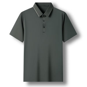 Men's New Solid Pattern Breathable for Polo <b>T</b>-<b>Shirt</b> Custom Embroidered Logo Plus Size Casual Short Sleeve Knitted Fabric - Product Image 3