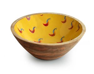 นกยูงเสิร์ฟชามสลัดพร้อมเซิร์ฟเวอร์สลัดชามเสิร์ฟทรงกลมไม้มะม่วงสำหรับสลัดผลไม้พาสต้าหรือข้าวโพดคั่ว - Product Image 4