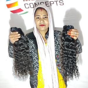 Extensiones de pelo humano indio rizado profundo, venta al por mayor de fabricante, proveedor Virgen sin procesar, paquetes de color negro - Product Image 1