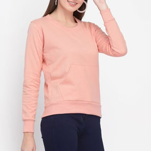 Best Selling Women's Knitted Cotton Long Sleeve Sweatshirt High Quality Custom Front Casual Streetwear Breathable Sustainable - Product Image 6