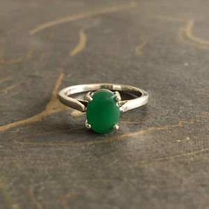 925 Sterling <b>Silver</b> Natural Green <b>Emerald</b> <b>Ring</b> Oval Cabochon Luxury Design <b>Ring</b> Handmade Fine Jewelry for Wedding Party Wear - Product Image 1