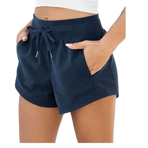 Pantalones Cortos Deportivos Casuales de Cintura Alta para Mujer, de Algodón Francés, con Cordón, Transpirables, con Bolsillos de Lona Bordados, para Entrenamiento de Invierno - Product Image 6