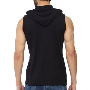 Summer <b>Men's</b> Cotton <b>Sleeveless</b> <b>Hoodie</b> Solid Pattern Workout Gym Clothing for Bodybuilding Loose Fit Comfortable Fit - Product Image 2