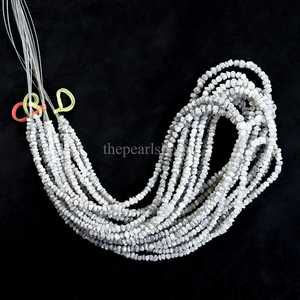 Cuentas de Diamante Natural Blanco Grande Sin Cortar de 3-4.5mm, Cuentas de Diamante Sueltas Genuinas, Hilo de 16 Pulgadas para Fabricación de Joyería al por Mayor - Product Image 1