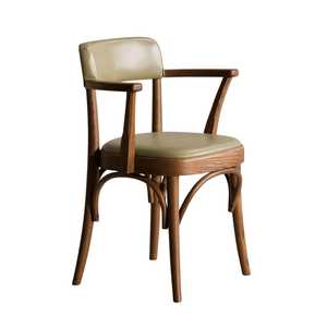 Modern Solid Wood Dining <b>Chair</b> <b>Upholstered</b> Seat Restaurant Cafe <b>Chair</b> Wooden Arm <b>Chair</b> Hotel Dining Furniture - Product Image 2