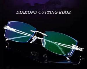 Espléndida aprobación azul degradado sin montura miopía prescripción gafas de titanio para mujeres 2,5 - Product Image 3