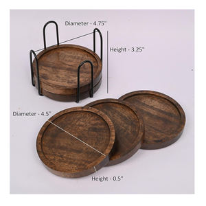 Noir fini fer support forme ronde bois thé caboteur servant vaisselle de table hôtel restaurants boire bois caboteur déco - Product Image 6