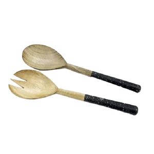 Cuillère de serveur de salade en bois de mangue, Joint en résine transparente de bonne qualité, outils personnalisés en gros prix - Product Image 3