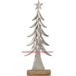 Excelente colección Incorporación Escultura de árbol de Navidad de metal negro moderno en base de madera natural Decoración de vacaciones de mesa elegante - Product Image 3