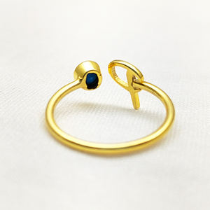 Alfabeto P iniciales con piedra turquesa 925 plata esterlina Metal nombre letras oro Vermeil delicado anillo joyería mujer anillo a granel - Product Image 2