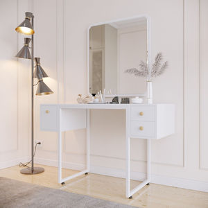Modern Design SFBTD014 Wood Panel <b>Makeup</b> Table with Hinged <b>Drawers</b> High Quality Rubberwood - Product Image 3