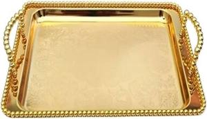 Bandeja de Servicio Multifuncional Rectangular de Metal con Diseño Floral Art Deco, Fabricada en India, para el Hogar, Cocina, Mesa de Comedor, Fiestas y Eventos - Product Image 2