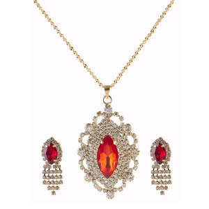 Kriaa Fine Jewelry Set 1202904 Pendentif plaqué or en pierre rouge autrichienne - Product Image 1