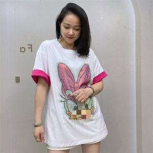 T-shirt décontracté à manches courtes pour femmes, mode estivale, avec motif rayé, 100% fibre de bambou, logo personnalisé, coupe classique - Product Image 5