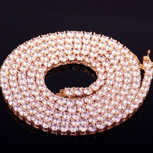 Chaîne à maillons de tennis en or rose 14 carats personnalisée de haute qualité Certifié IGI Diamant VVS Style Hip Hop Chaîne glacée Luxe Diamant Ne - Product Image 1