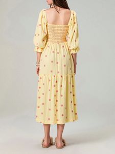 เดรสยาวผ้าฝ้าย100% ลำลองสำหรับผู้หญิงขนาดใหญ่, เดรสยาวคอตตอนทรงหลวมปักลายธรรมชาติกว้างเป็นพิเศษ - Product Image 5