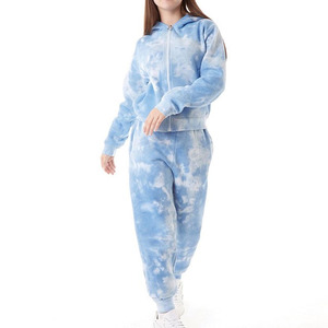 Conjuntos Deportivos de Felpa Francesa Tie Dye de Alta Calidad para Mujer, Manga Larga, Cuello Redondo, Conjuntos Deportivos para Mujer y Niña - Product Image 1