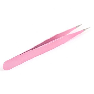 Pince à cils professionnelle en acier inoxydable Gray Rocks couleur rose pointue droite pour la vente en gros - Product Image 6