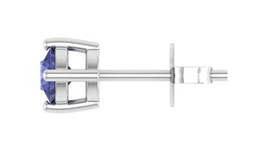 Orecchini a perno classici in argento sterling 925 con tanzanite naturale da 4 mm taglio rotondo e montatura a griffe, gioielli raffinati - Product Image 6