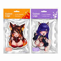 Désodorisant de voiture personnalisé en forme de personnage de dessin animé, emballage en sachet aluminium de qualité supérieure, parfum longue durée lavande et rose, carte en papier, cadeau promotionnel