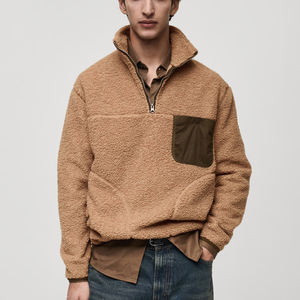 Winter Warm <b>Sherpa</b> Quarter Zip <b>Jackets</b> Fleece Long Sleeve <b>Jackets</b> With Chest Pockets - Product Image 2