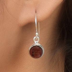 New Arrival 925 Sterling Silver Women's Handmade Fashion Drop <b>Earrings</b> 10mm Cabochon Bezel Setting with Natural <b>Garnet</b> - Product Image 3
